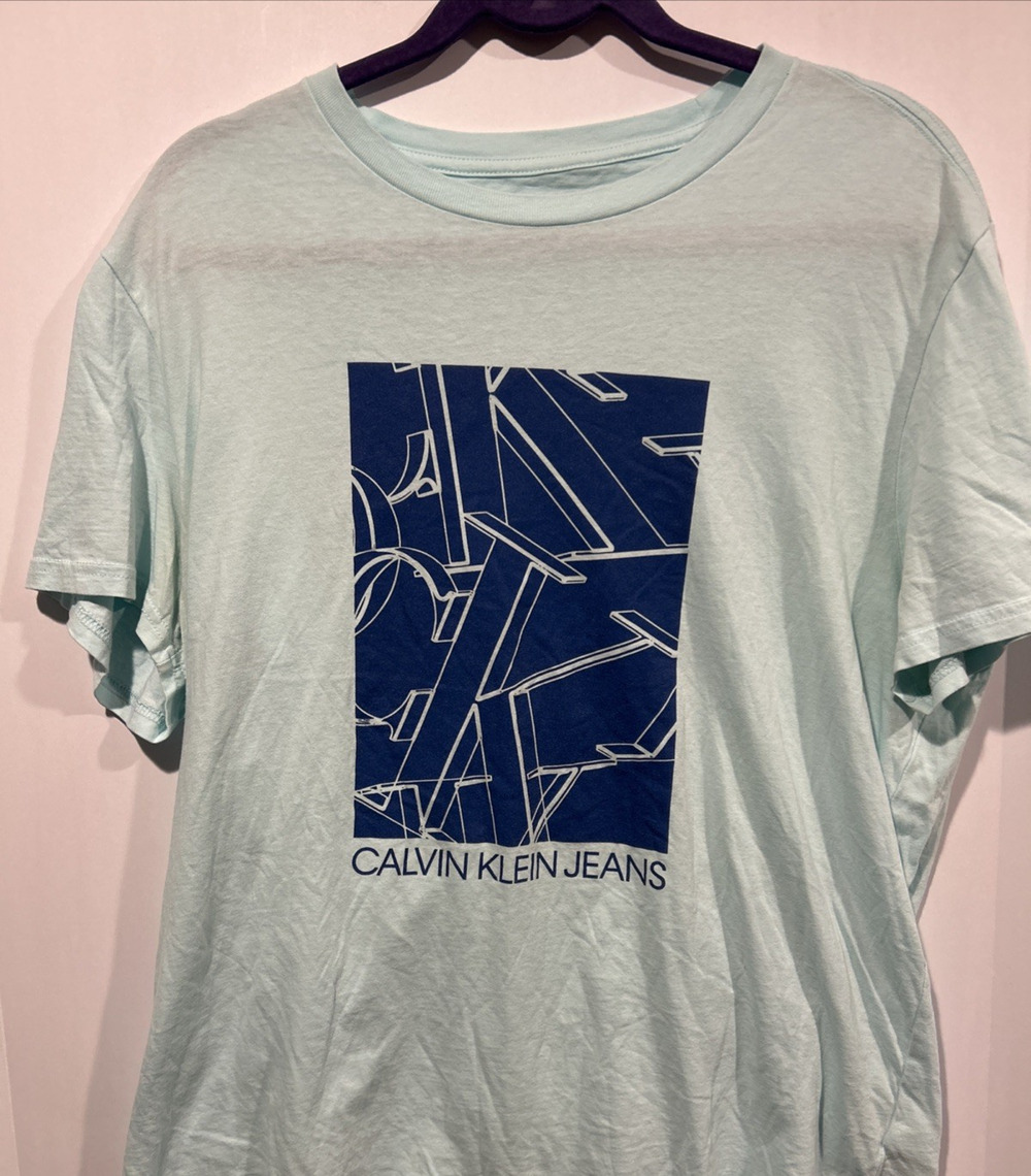 Calvin Klein Shirt Men's Large Green CK Jeans Logo Short Sleeve Tee